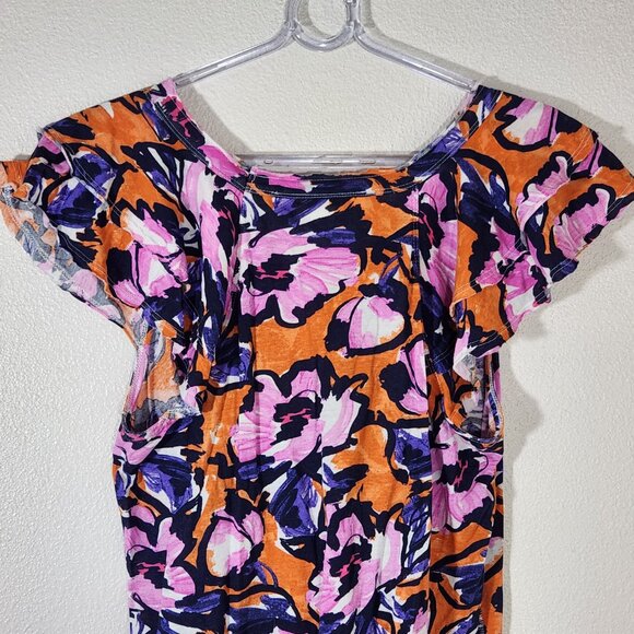 Maeve by Anthropologie Floral Flutter Sleeve Tshirt Size M - Picture 11 of 15